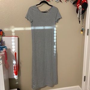 Grey long maxi dress with a open leg